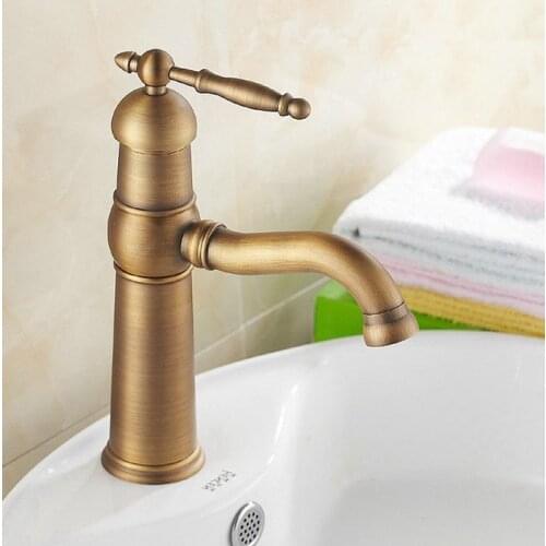 Vintage Retro Antique Brass Kitchen Wet Bar Bathroom Vessel Sink Faucet Swivel Spout Mixer Tap Single Hole One Handle mnf123
