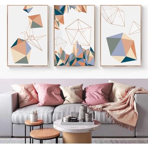 Modern Abstrac Line Geometric Paper Crane Canvas Painting Colorful Poster and Print Nordic Wall Art for Living Room Decorativ