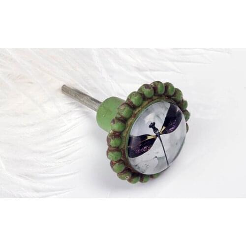 Glass Face Metal Vintage Retro Drawer Knobs for Dressers