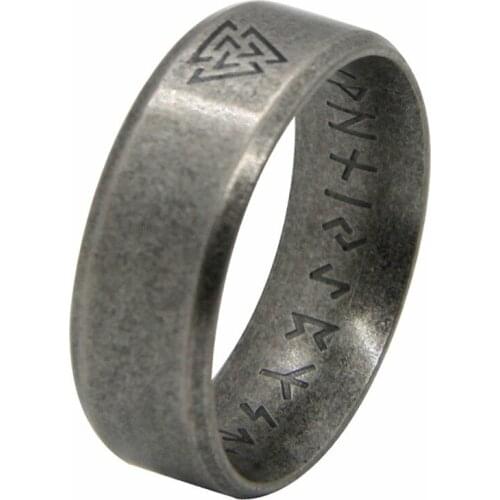 Odin Norse Viking Ring 316L Stainless Steel Punk Biker Triangle Mat Jewellery Size 7-13