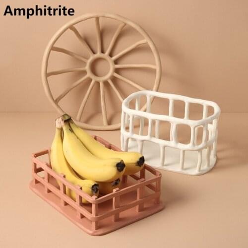 Home Decoration Nordic Simple Morandi Resin Fruit Board Coffee Hollow Storage Craft Ornaments Modern Popular Design Jewelry Dish