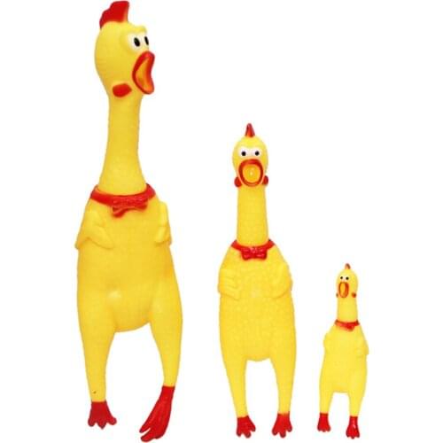 Funny Yellow Screaming Chicken Pets Dog Toys Squeeze Squeaky Sound Funny Toy Safety Rubber For Dogs Molar Chew Toys