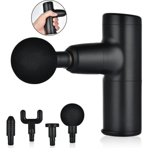 Charging black mini fascia gun high-frequency mute shock muscle relaxation massage fitness physical therapy apparatus