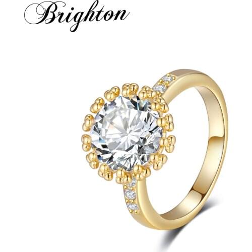 Brighton 2021 Trendy Elegant Cubic Zircon Rings For Women Party Fashion Crystal Female Engagement Jewelry Gift High Quality