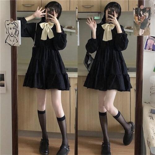 Black Bodycon Dress for Women Long Sleeve Party Harujuku Undefined White Summer Retro Waist First Love Sweetness Elegant Vintag