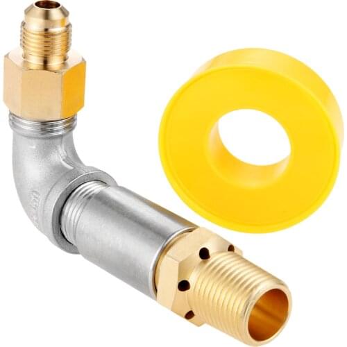 1/2" Air Mixer 90°Elbow Propane Nozzle Sprayer Valve for Propane Gas Fire Pit in Stainless Steel Brass High Capacity 150K BTU