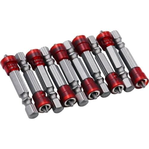 1/4" Screwdriver Bits Red Head Magnet Driver Hex Shank with Magnetizer Cross Magnetic Bit Hand Electric Screw Tool Accessories