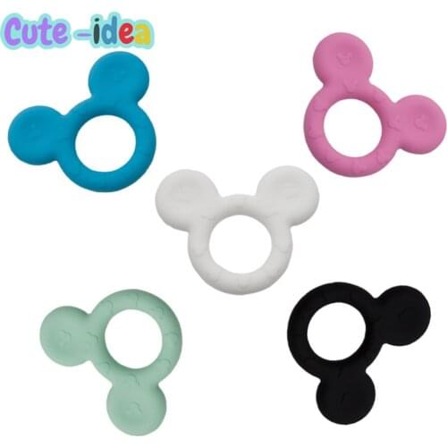 Cute-Idea 1PC Mouse Head Pacifier Chain Teether Chewable Soft Baby Product Teething DIY Food Grade Handmade Jewelry necklace