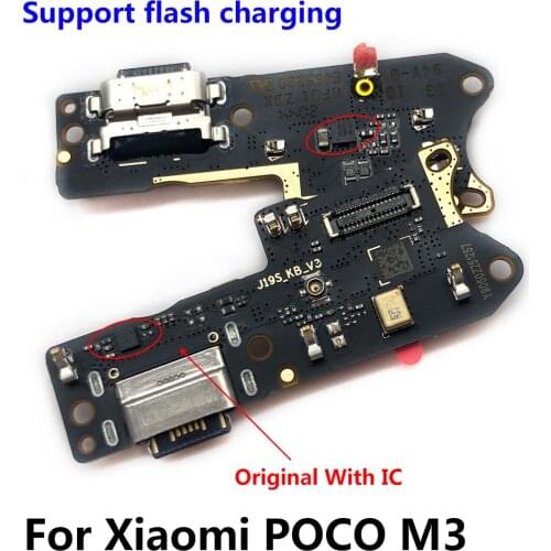100% Original Dock Connector USB Charger Charging Port Flex Cable Board For Xiaomi Poco M3 With Microphone Replacement Parts
