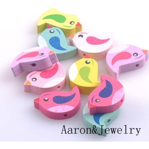 100pcs Mixed Bird Pattern Wooden Spacer Beads For Jewelry making DIY 21x15mm MT0759