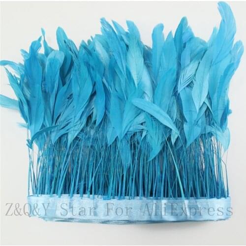 2-10yards of natural 15-20CM (6-5 inches) tear tail hair dyed lake blue to make cloth edges DIY decoration craft jewelry feather