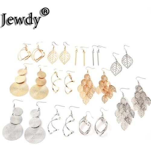 2020 Trend Leaves Drop Earrings Fashion Golden Silver Color Unusual Dangle Geometry Earrings for Women New Year Wedding Gifts
