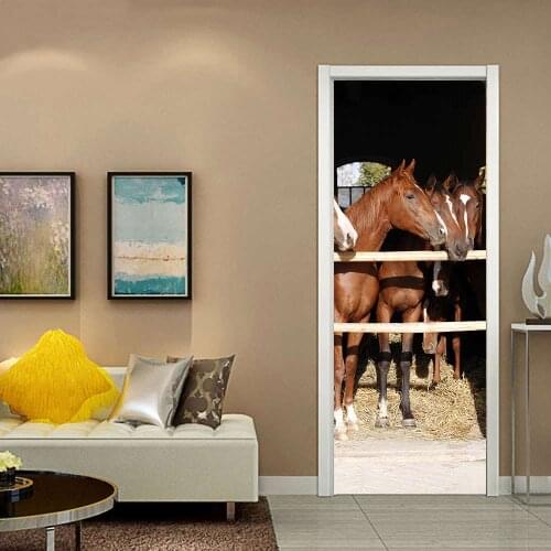 3D creative horse door stickers wall stickers self-adhesive waterproof removable