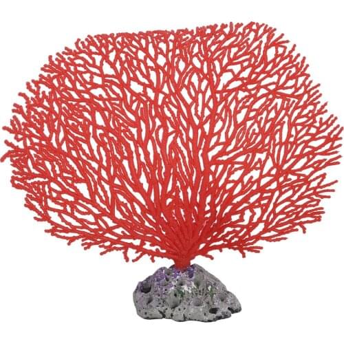 5.5" Height Red Soft Plastic Branch Coral Emulational Underwater Plant Decor Soft Plastic, Ceramic