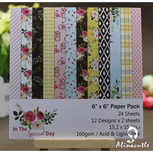 AlinaCraft 24 sheet 6"X6" special day Scrapbooking design patterned paper pack andmade craft paper craft Background pad