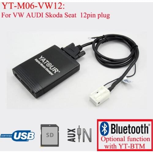 Yatour car radio USB SD Bluetooth MP3 emulator for Skoda Super B Octavia 12pin plug