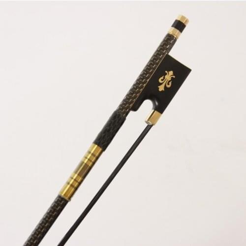 Free Shipping Top Grade Golden Braided Carbon Fiber 4/4 Violin Bow Best Balance AAA Mongolia Black/White Horse Hair Bow