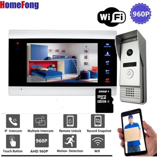 [Wide Angle 960P]Homefong 7" Wireless Video Door Phone Wifi Video Doorbell Door Intercom With Camera 130 Degree Record Unlock