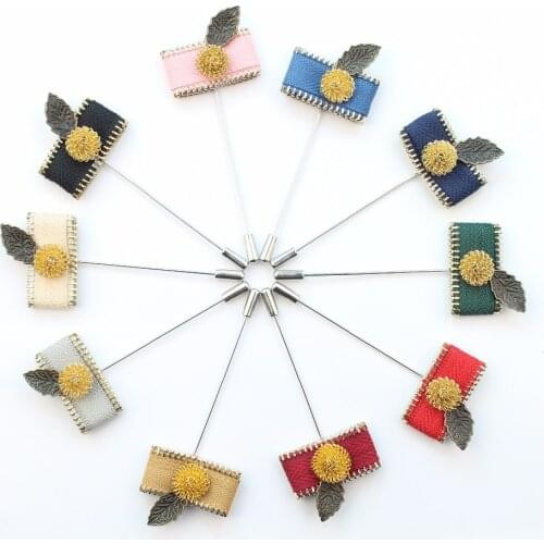 Fashion Boutonniere Wallet Stick Lapel leaves Pin Brooch Badge Cloth Breastpin for Men Wedding party Suit accessories
