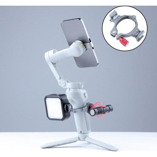 O-Ring Dual Cold Shoe Adapter Clamp Compatible with DJI Osmo Mobile 3/4 Fill Light/Microphone Mountng Accessory