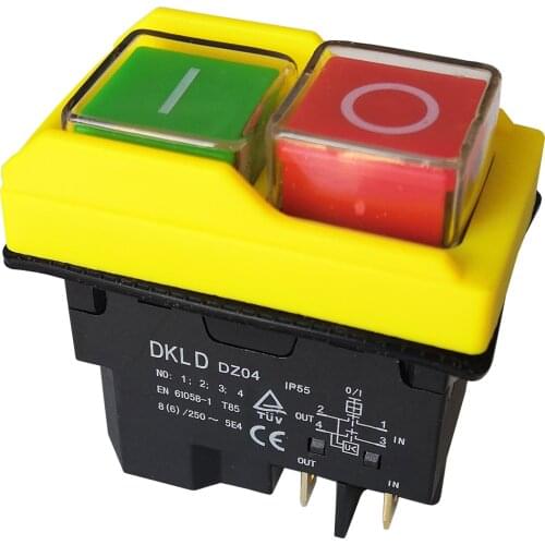 DKLD Waterproof Electromagnetic Push Button Switches for Electric Cutter DZ04 4Pins Bipolar Normally Open