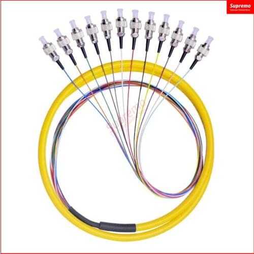 FC/UPC Bundled Fiber Optic Pigtail G652D,9/125,50cm from Cable to Connector,12-Fiber 0.9mm,PVC Jacket