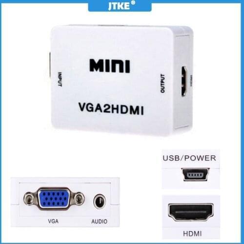 JTKE Mini VGA To HDMI-compatible Converter With Audio VGA2 1080P Adapter Connector For Projector PC Laptop