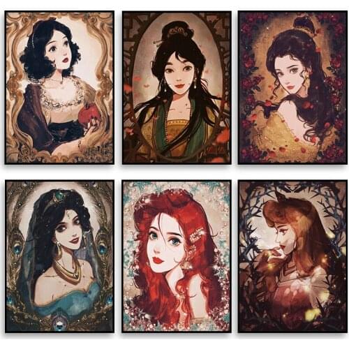 Canvas Paintings Disney Cartoon Princess Beautiful Mulan Posters and Prints Wall Art Pictures for Living Room Home Decoration