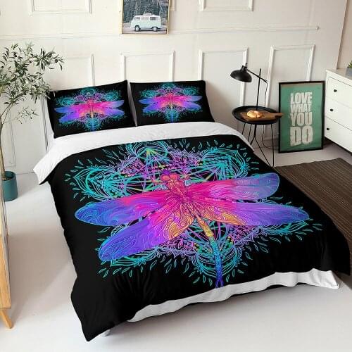 Fanaijia 3d Dragonfly Bedding Sets Duvet Cover and Pillowcase Bohemian Queen King Twin Full Home Textile