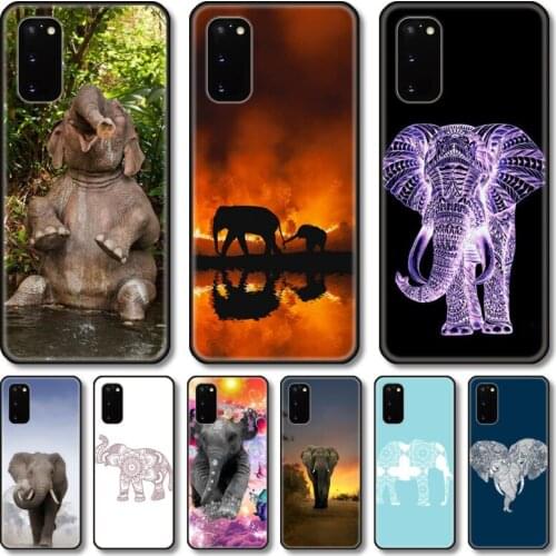 Beauty elephant Phone Case For Samsung Galaxy Note S21 20 10 9 E Lite UW Ultra 5G PRO Black Shell Cover