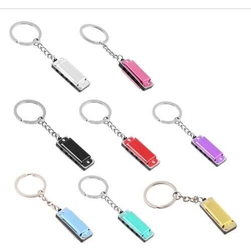 11UE Mini Harmonica Keychain,Special 8 Tone 4 Holes Harmonica Keychain Ring