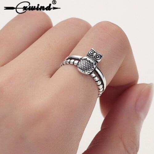 Cxwind Fashion Design Owl Animal Rings New Classical Antique Twisted Rings For Women/ Men Knuckle anillos mujer Wrap Jewelry