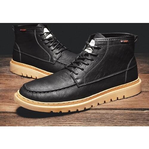 2020 new mens retro style cowboy boots autumn and winter new casual mens shoes warm trend cotton shoes British high to help