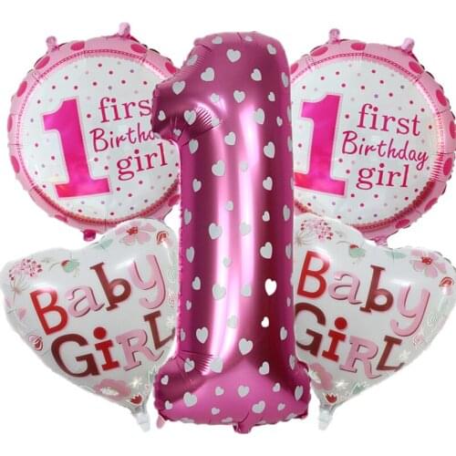 Happy Birthday Decoration Number Balloon Pink Blue Baloon Helium Foil Balloons Baby 1st Birthday Shower Globos Air Balloons Set