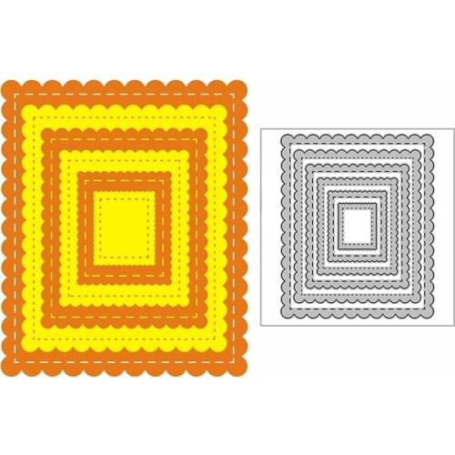 New Scalloped Stitched Rectangles Craft Embossing Mold 2021 Metal Cutting Dies for DIY Decorative Scrapbooking Album Card Making