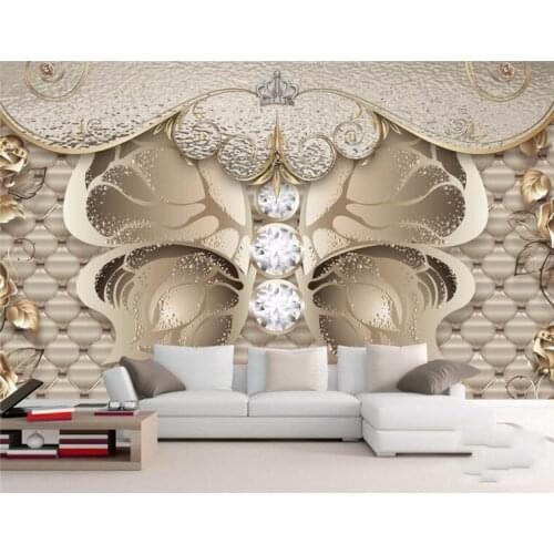 Custom 3d wall paper European luxury soft bag gold peony wall paper living room sofa bedroom TV wall
