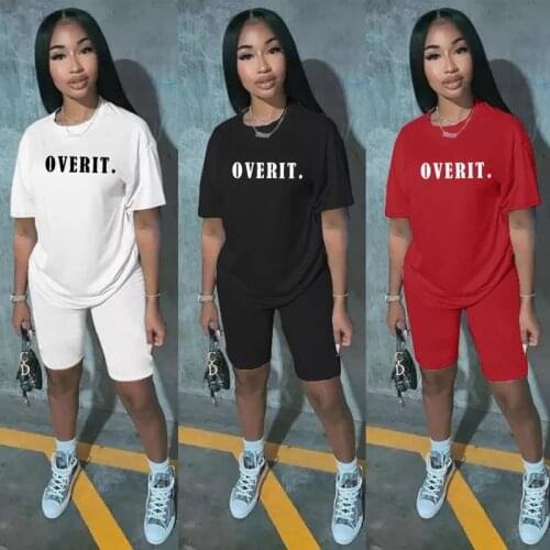Casual Outfits Two Piece Set Fashing Summer Clothes for Women Tracksuit Plus Size Top Biker Shorts Sweat Suits Matching Sets