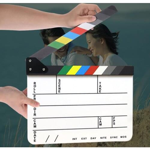 Director Video Scene Colorful Clapperboard TV Movie Clip Film Action Photographic Handmade Cut Prop Clapper Board with Eraser
