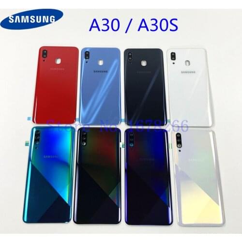 SAMSUNG Galaxy A30 A30S A305 A307 A305F A307F Original Back Battery Cover Rear Door Housing Camera Glass Lens Panel Replacement