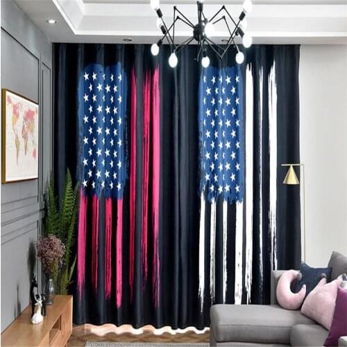 Modern printing custom finished curtains new bedroom study thickened windshield shading curtains flag curtains