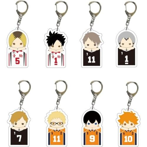 Cute Cartoon Anime Volleyball Boy Keychain Haikyuu Kageyama Hinata Kenma Kozume Acrylic Keychain Pendant Collection