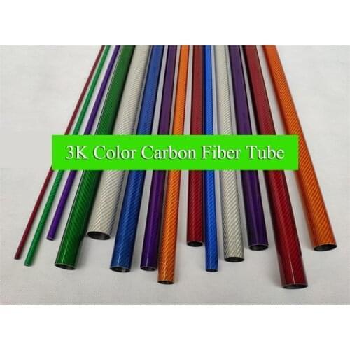 2Pcs Length 750mm OD 20mm ID 18mm Colorful 3K Carbon Fiber Tube High Composite Hardness Material Smooth Surface Orange Blue Red