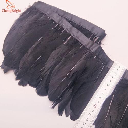 ChengBright Beatiful Goose Feather Trims 10Yards Dyed Goose Feather Ribbon Fringes Goose Feather Cloth Belt 5-6inch/13-18cm Q