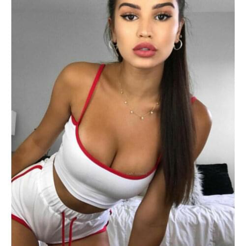 2020 Women Sexy 2Pcs sport Suit Workout Sports Bra Vest Short Pants Athletic Set solid tank tops hot shorts sets