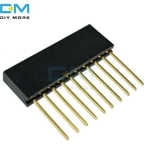 10pcs 10 Pin Pitch 2.54mm Stackable Long Legs Female Header For Arduino Shield 11mm Length Female Single-Row Straight DIY KIT