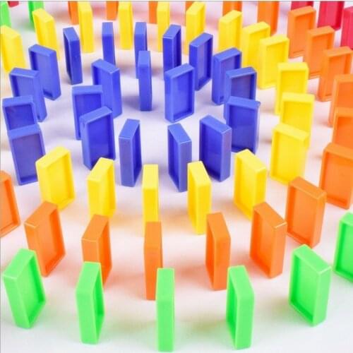 100pcs Domino Blocks Toys Color Sort Kids Early Bright Dominoes Plane Games Educational For Children Boy Girl Gift Plastic Train