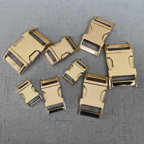 100 Pcs/Lot 15mm 20mm 25mm 32mm Gold DIY Accessories Backpack Buckles Dog Collar Webbing Quick Release Metal Buckle Safety Clasp