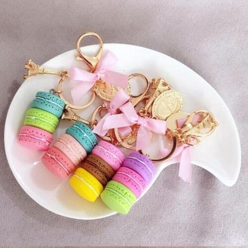 200PCS/LOT Women Cake Key Chain Fashion Cute French pastries Keychain Bag Charm Car Key Ring Wedding Party gift Jewelry