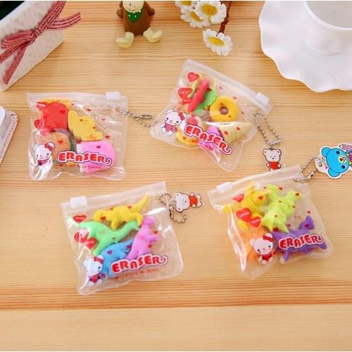 3 BAG Big Zipper Bag Animal Fruit Cake Christmas Eraser Student Prizes Student Eraser Wholesale