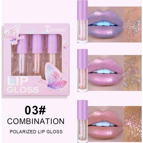 3pcs/box Lipstick Lip Gloss Portable Mini Lip Glaze Lipstick Lip Gloss Blush Lip Gloss Diamond Box Beauty Makeup Tool